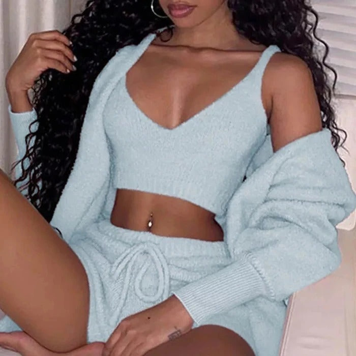 3pcs Womens Pajama Set
