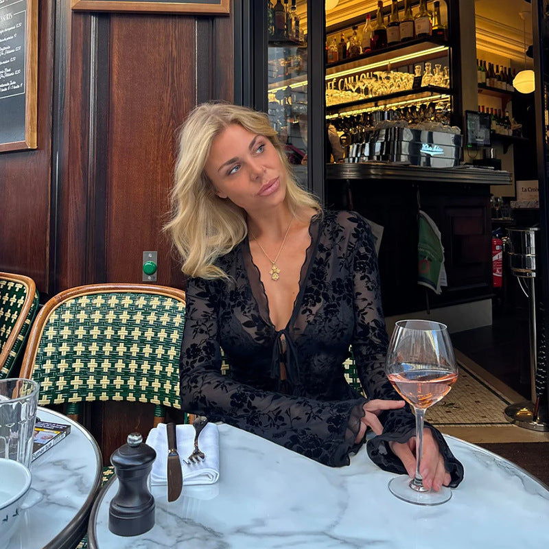 Women's Chiffon Shirt See-through Slim Top