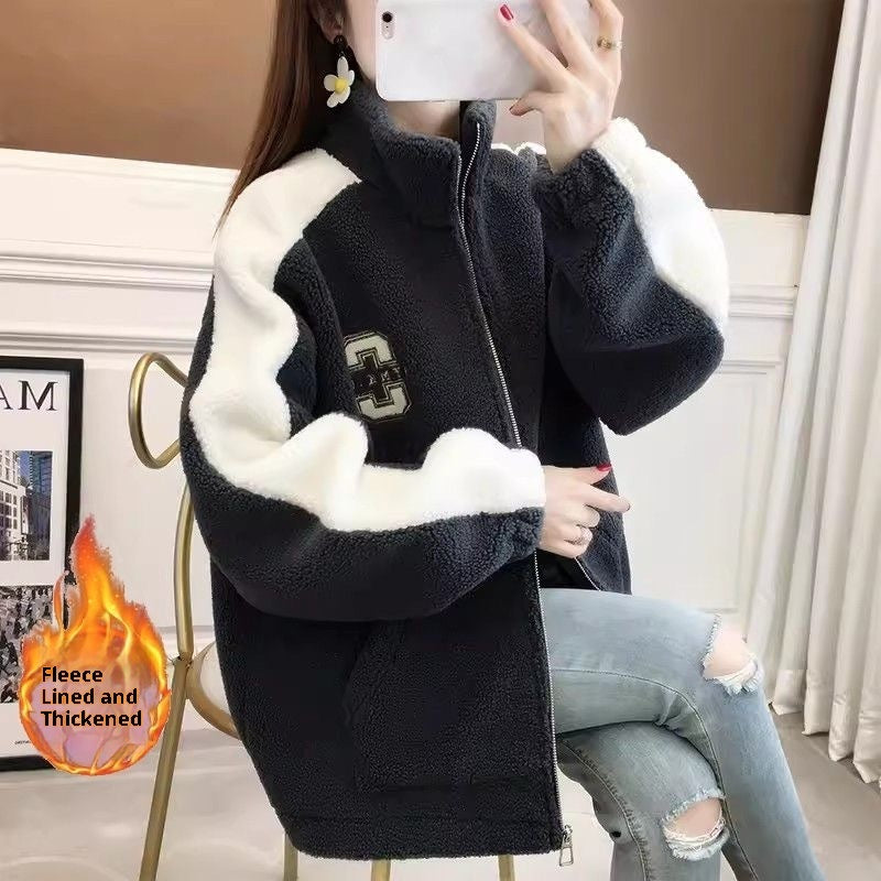 Women's Cardigan Velvet Padded Thickened Coat